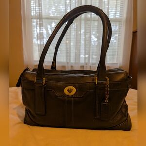 Vintage COACH Hamptons All Leather Turn Lock Satchel Bag Y2k